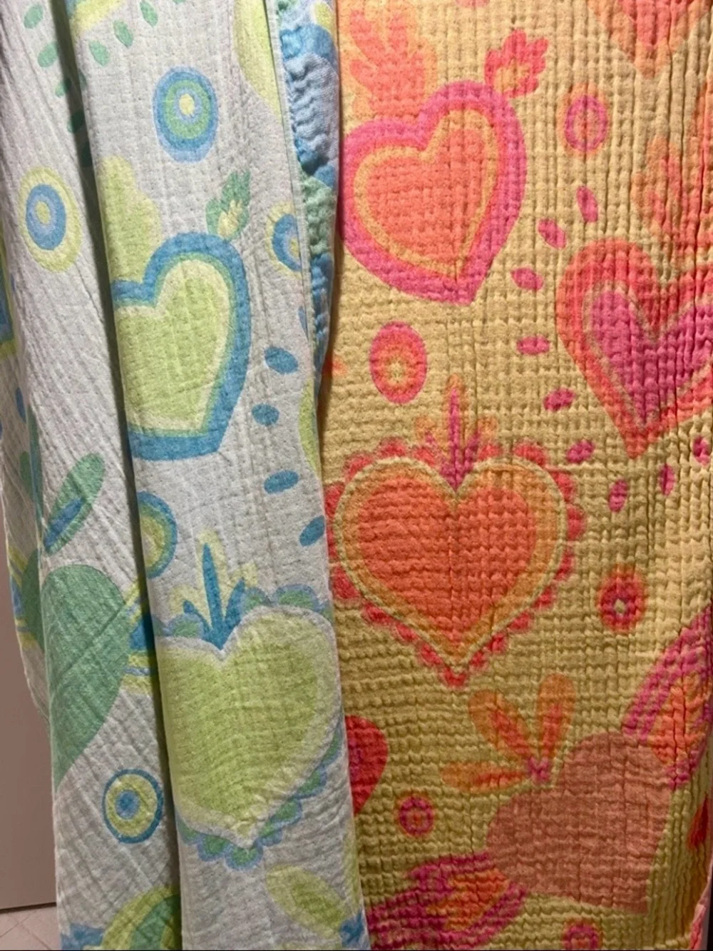 Heart Patterned Throw Blanket Green and Blue Last Available Best Seller New NWT